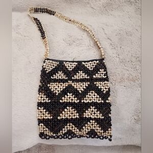 Vintage 70s Bohemian Hippie Classic Boho Moto Handcrafted Retro Sheer Bead Bag